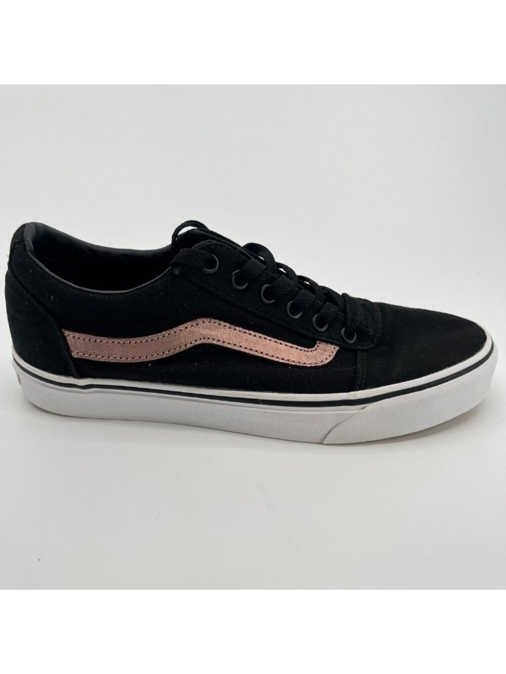Vans Ward Low Womens Size 9 Black Rose Gold Athletic Canvas Skate Shoes Sneakers